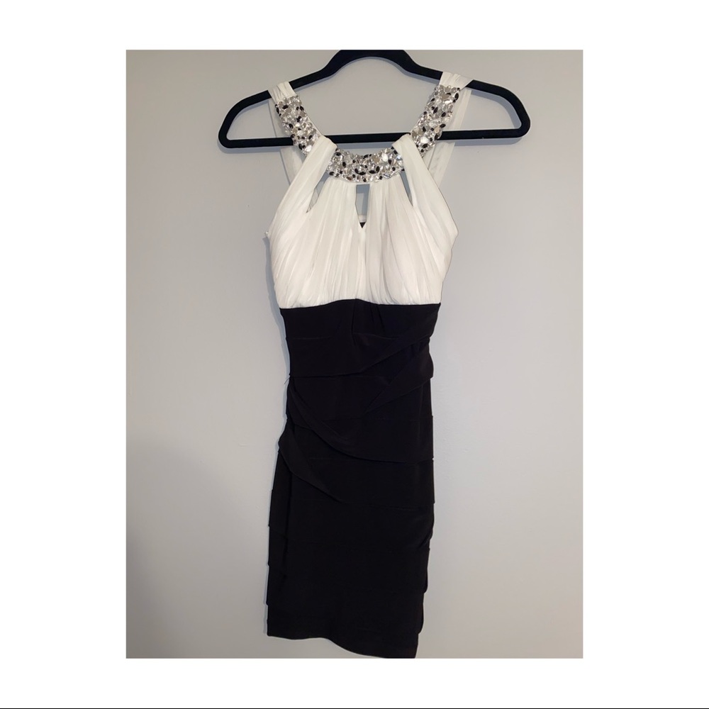 White and black bodycon dress